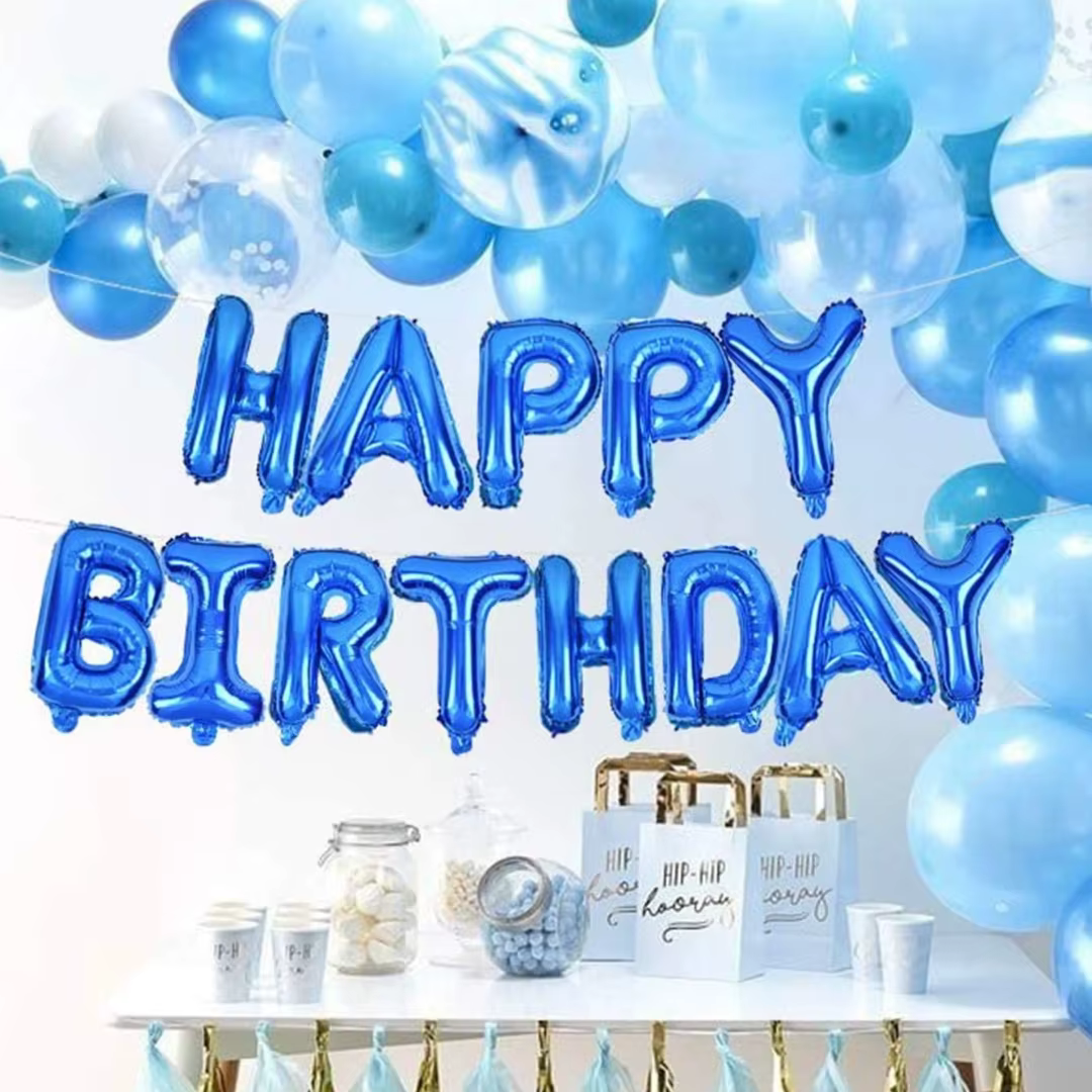 Ballons joyeux anniversaire de 16 pouces, en aluminium rose et bleu, fournitures de décoration de fête d'anniversaire, accessoires de bricolage pour la maison