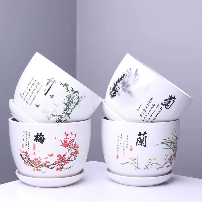 Chine Jingdezhen-Pot de fleur en céramique vintage