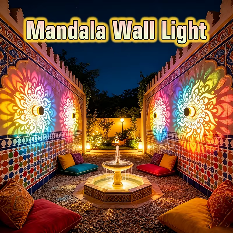 Projecteur Solaire Mandala Tournesol, Lumière Murale Extérieure pour Décoration de Jardin, Éclairage Paysager pour Patio, Jardin, Propriété, Porche, Cour