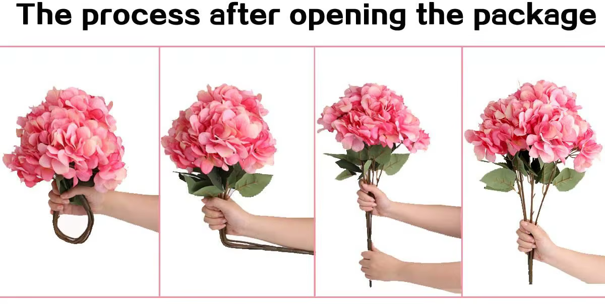 Fleurs artificielles d'hortensia en soie avec 5 grandes têtes