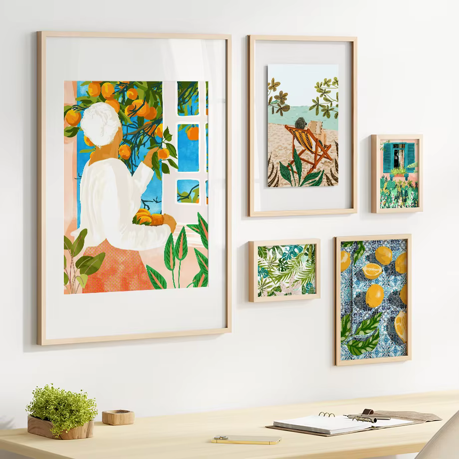 Affiche et imprimés d'illustration abstraite de plantes de fleurs de fruits de citron de jardin