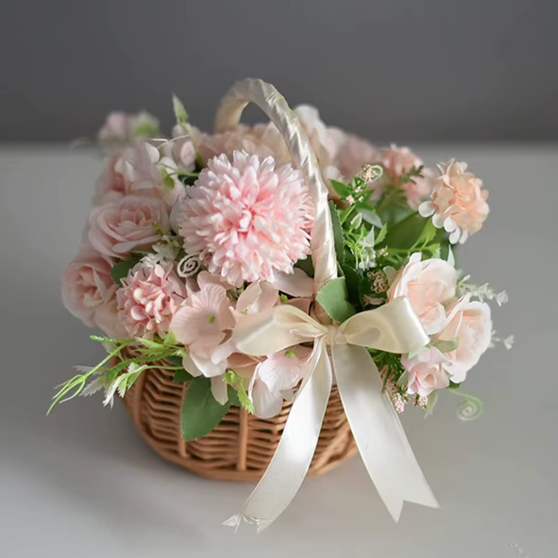 Panier de fleurs tissé