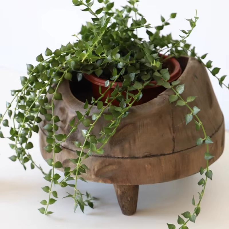 Vase à fleurs Vintage en bois vieilli
