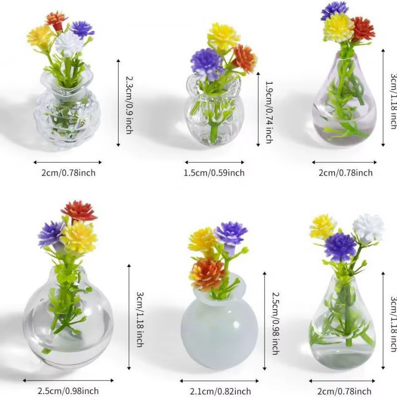 Ensemble de vases en verre magnétiques - Mini pots à plantes aimantés pour réfrigérateur - Porte-fleurs décoratif pour la maison et le bureau