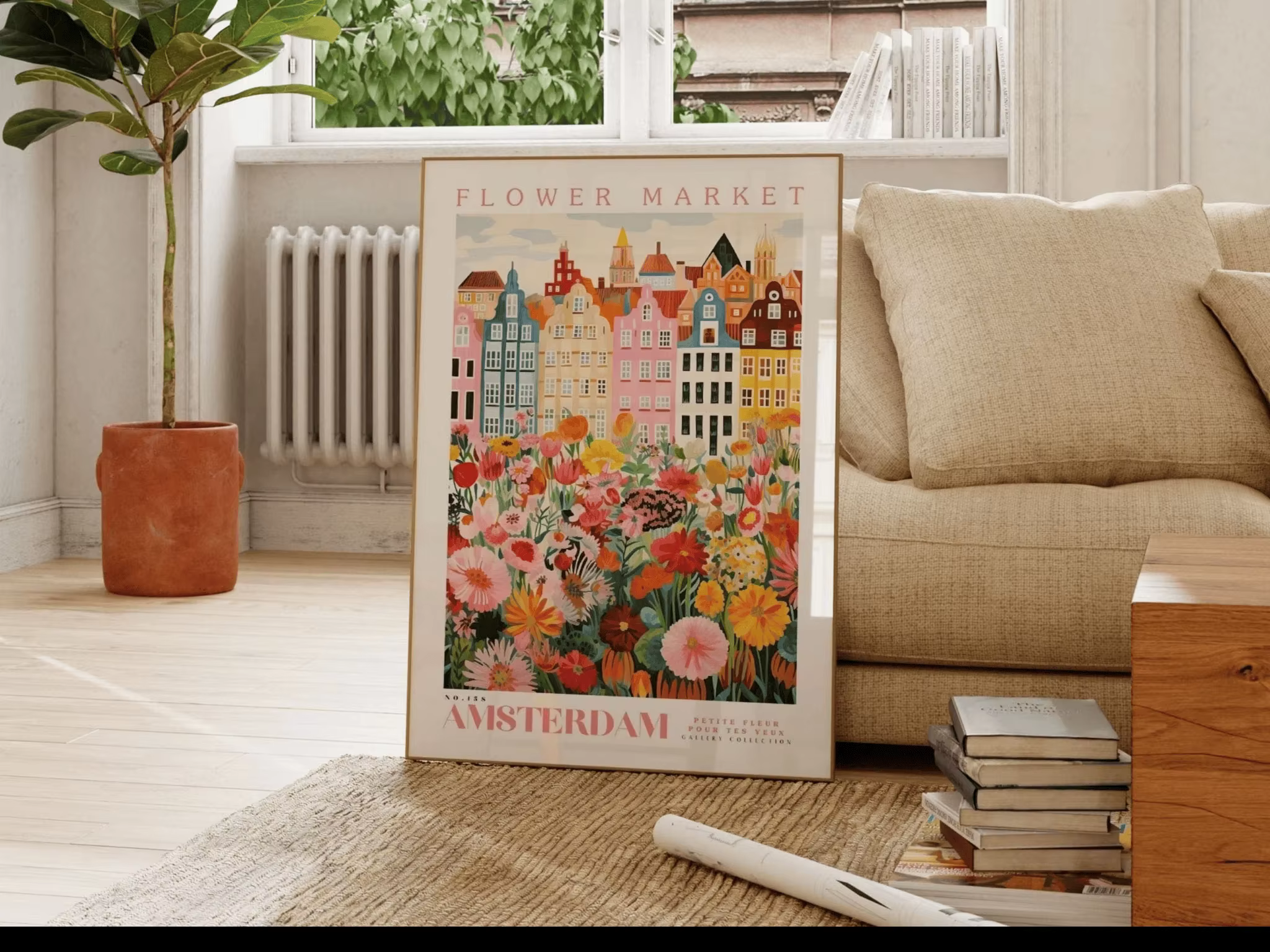 Affiche du marché des fleurs d'Amsterdam