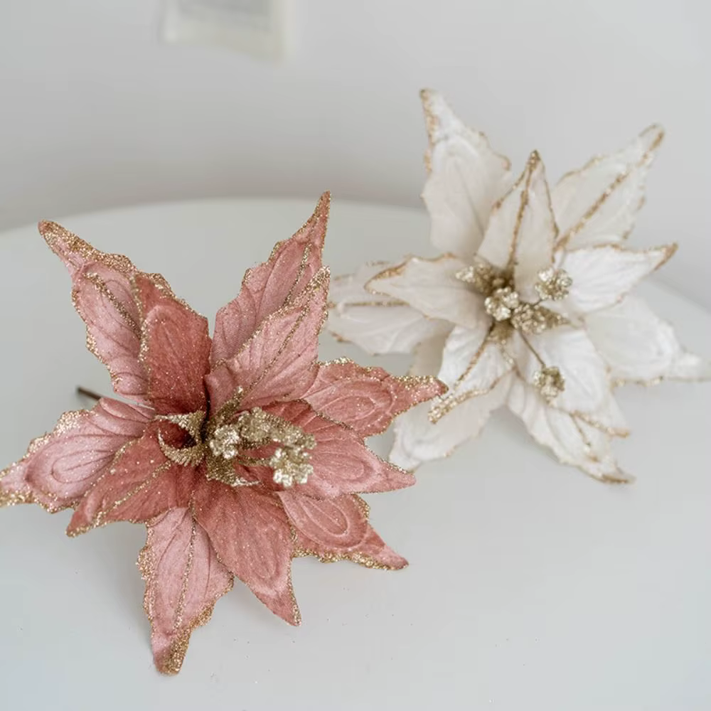 Tête de fleur fleurs de noël artificielles multicolore à la main simulée