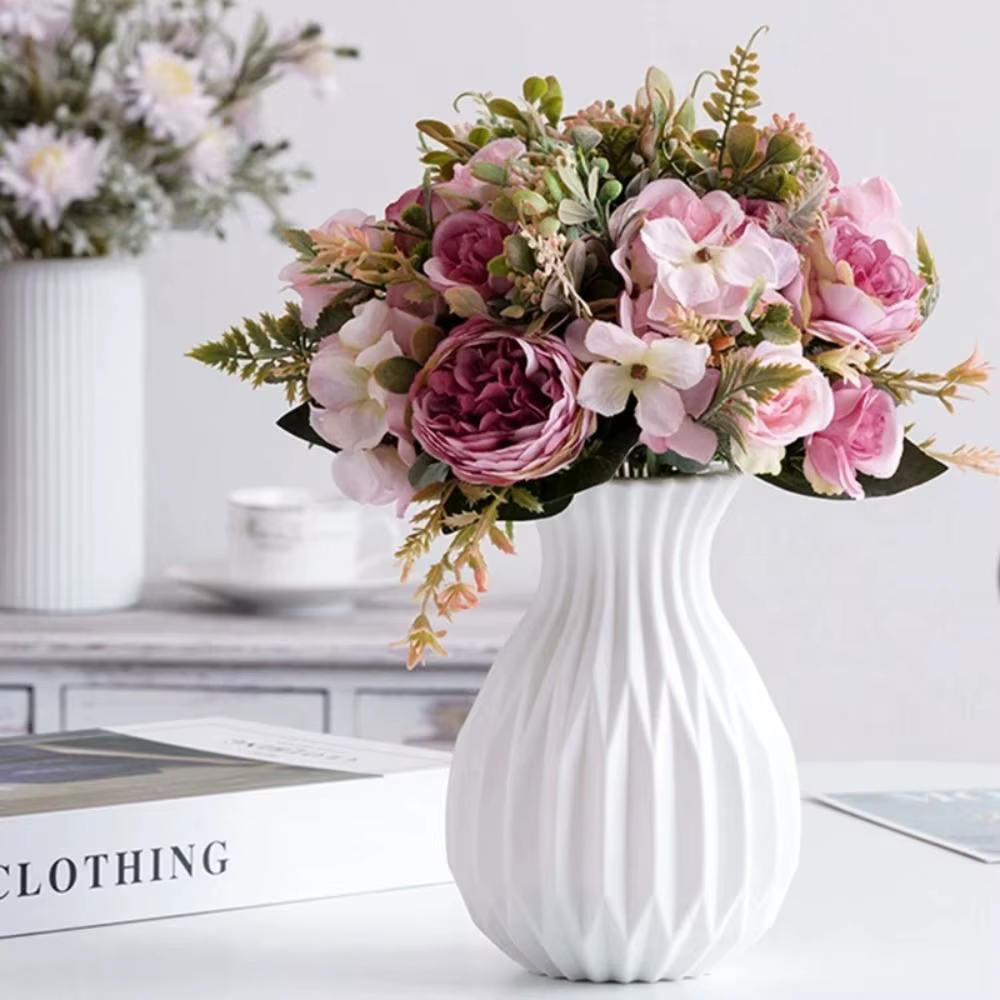 Vase à fleurs moderne en plastique blanc