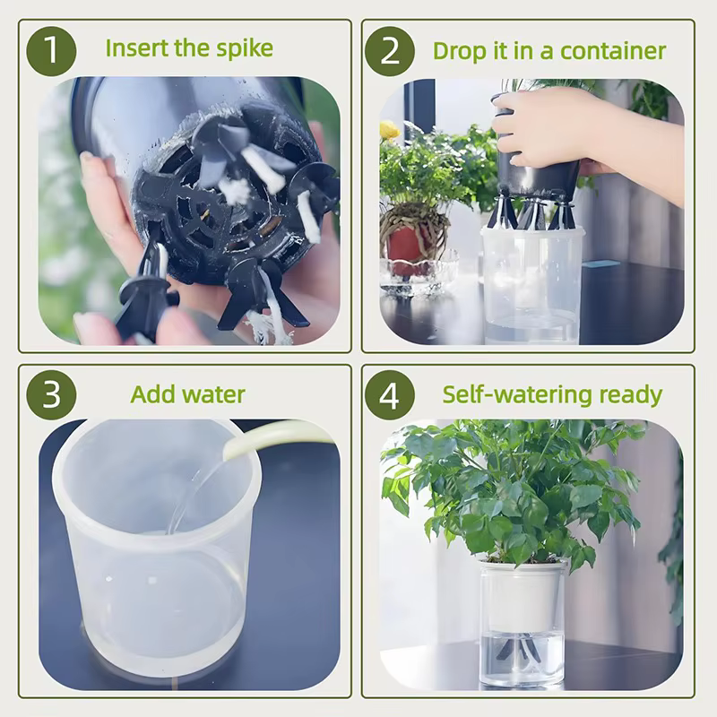 Système d'arrosage automatique pour plantes avec pics absorbants et cordes en coton