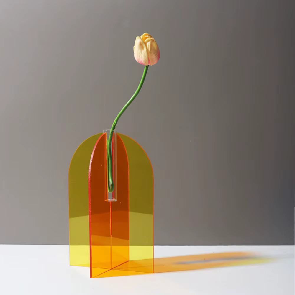 Vase à fleurs couleur arc-en-ciel INS Art géométrique acrylique