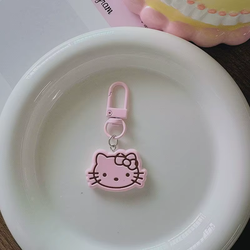 Porte-clés Hello Kitty en acrylique rose et noir, pendentif mignon pour sac, breloque tendance, cadeau idéal pour BFF, couple, meilleure amie, accessoires esthétiques pour sac à dos
