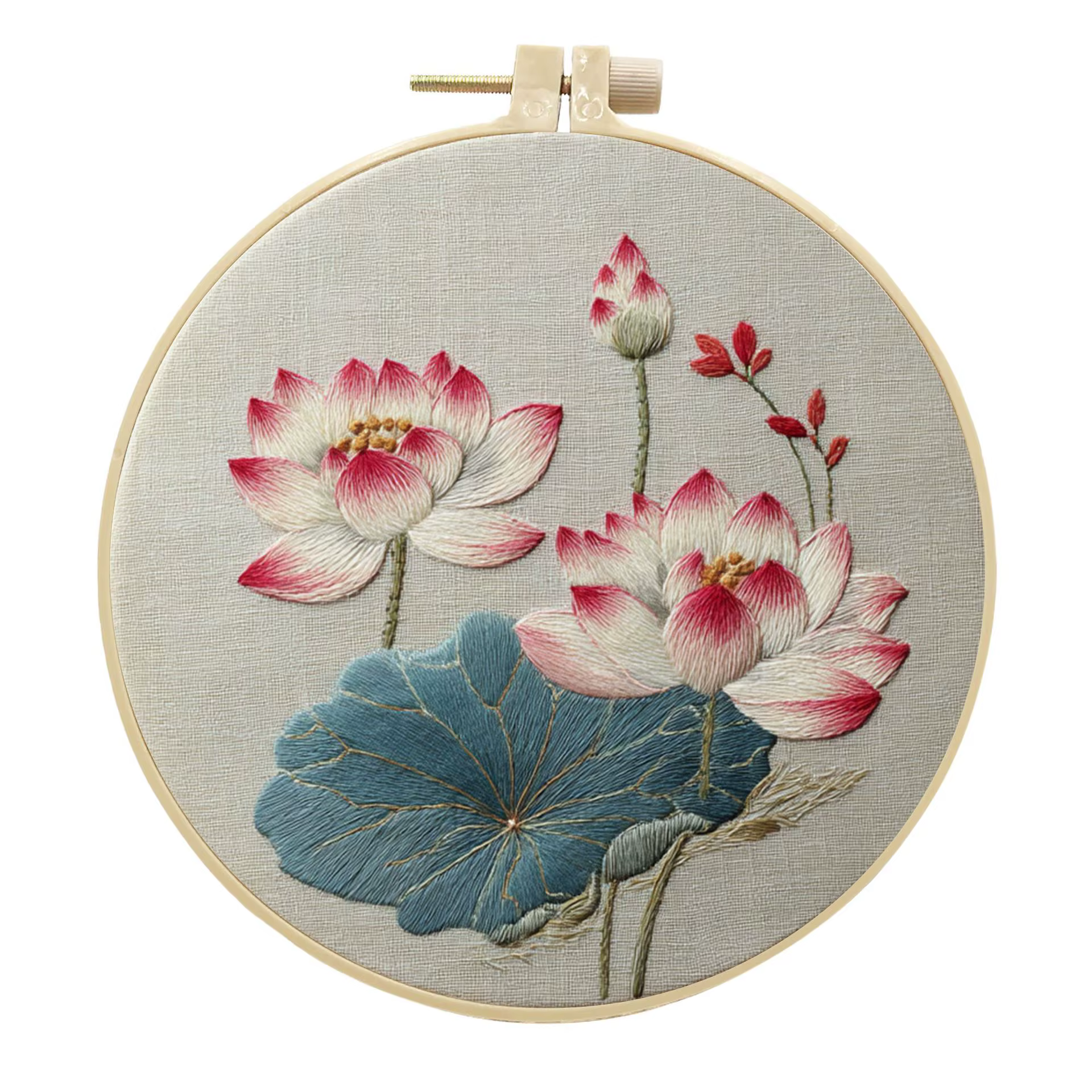 Kits de broderie DIY sur toile imprimée avec motif de fleur de lotus