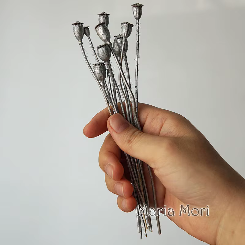 10 pièces/fleurs conservées maïs coquelicot fruits décoration de la maison bricolage matériel colle cristal bougies faites à la main fleurs époxy or argent