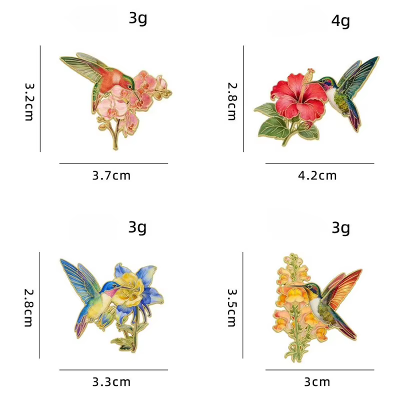 Nouvelle Arrivée Broche Florale Colibri Vintage, Épingles et Badges Métalliques Oiseau Fleur pour Décoration DIY Vêtements, Sacs, Chapeaux, Écharpes, T-shirts, Jeans