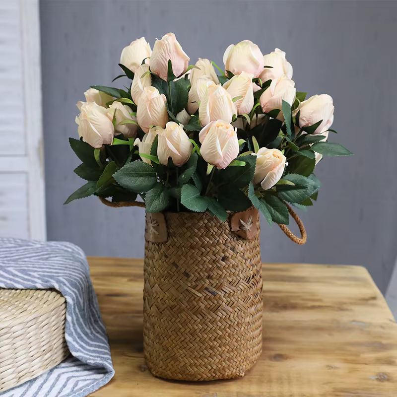 Bouquet de roses artificielles à 9 têtes d'aloès vert