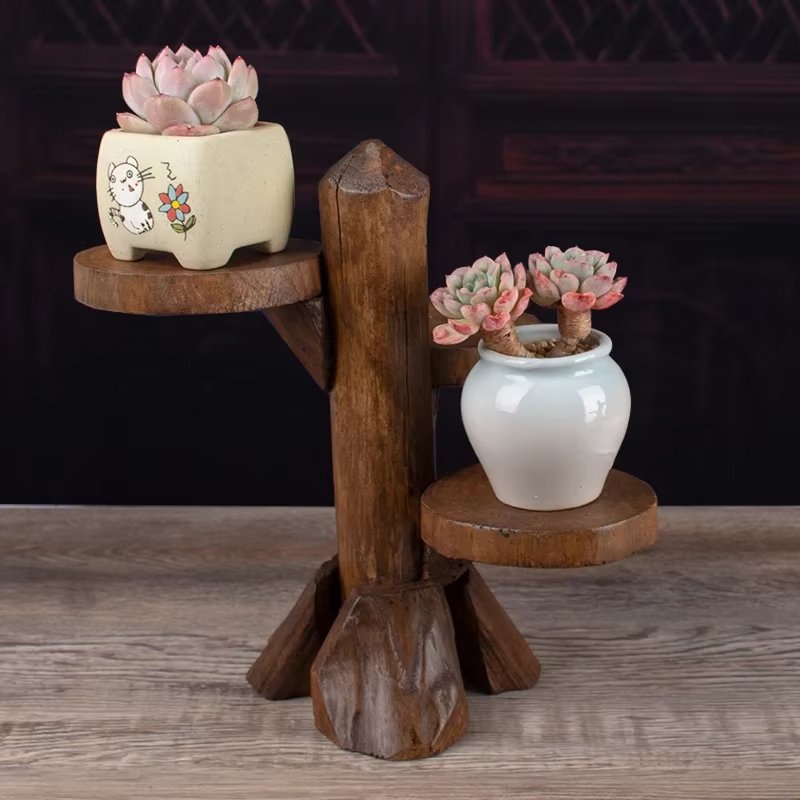 Support pour plantes succulentes en bois fait à la main