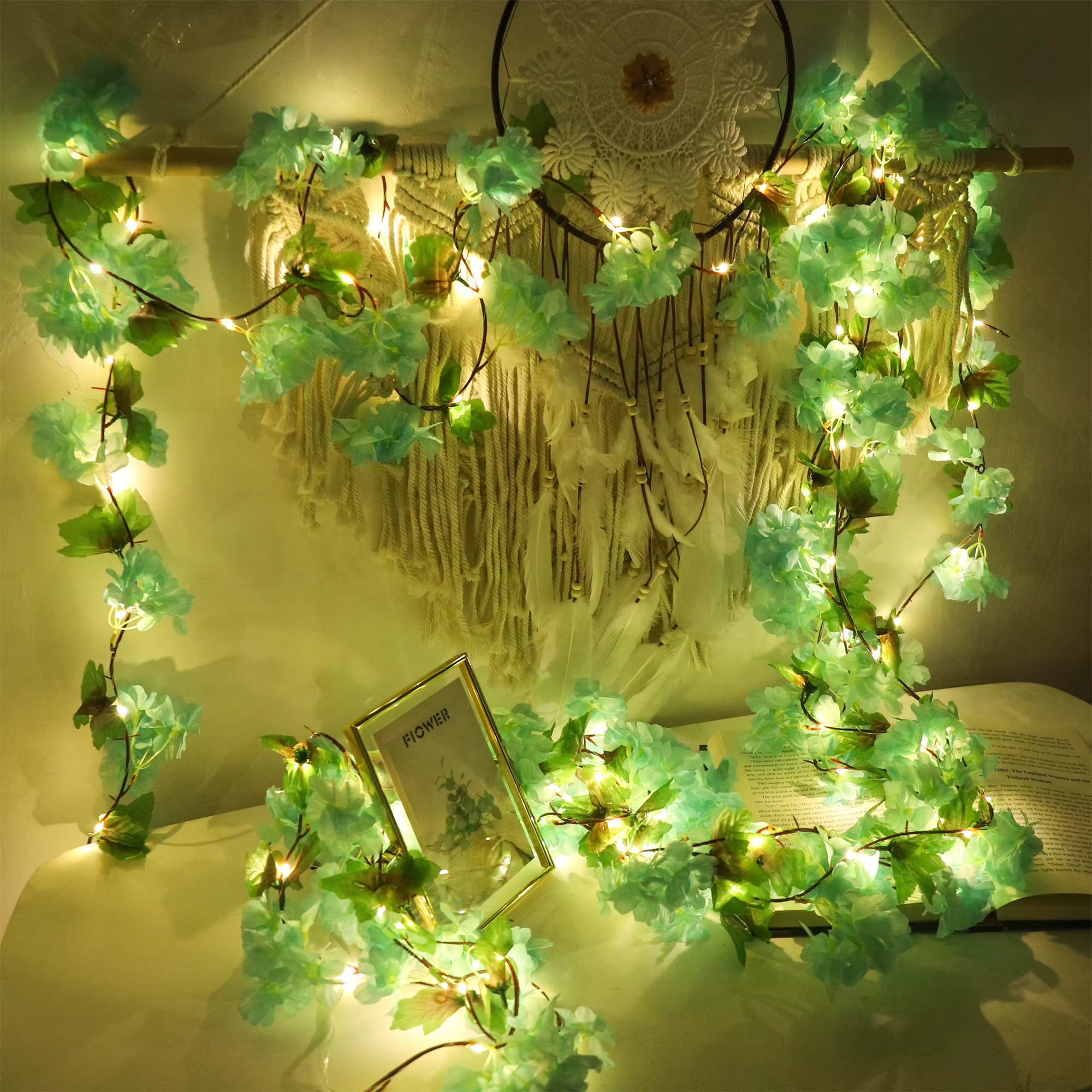 Fleur de cerisier lumière LED fleurs artificielles vignes pour fête de mariage décoration de la maison tenture murale jardin arc ornement de noël