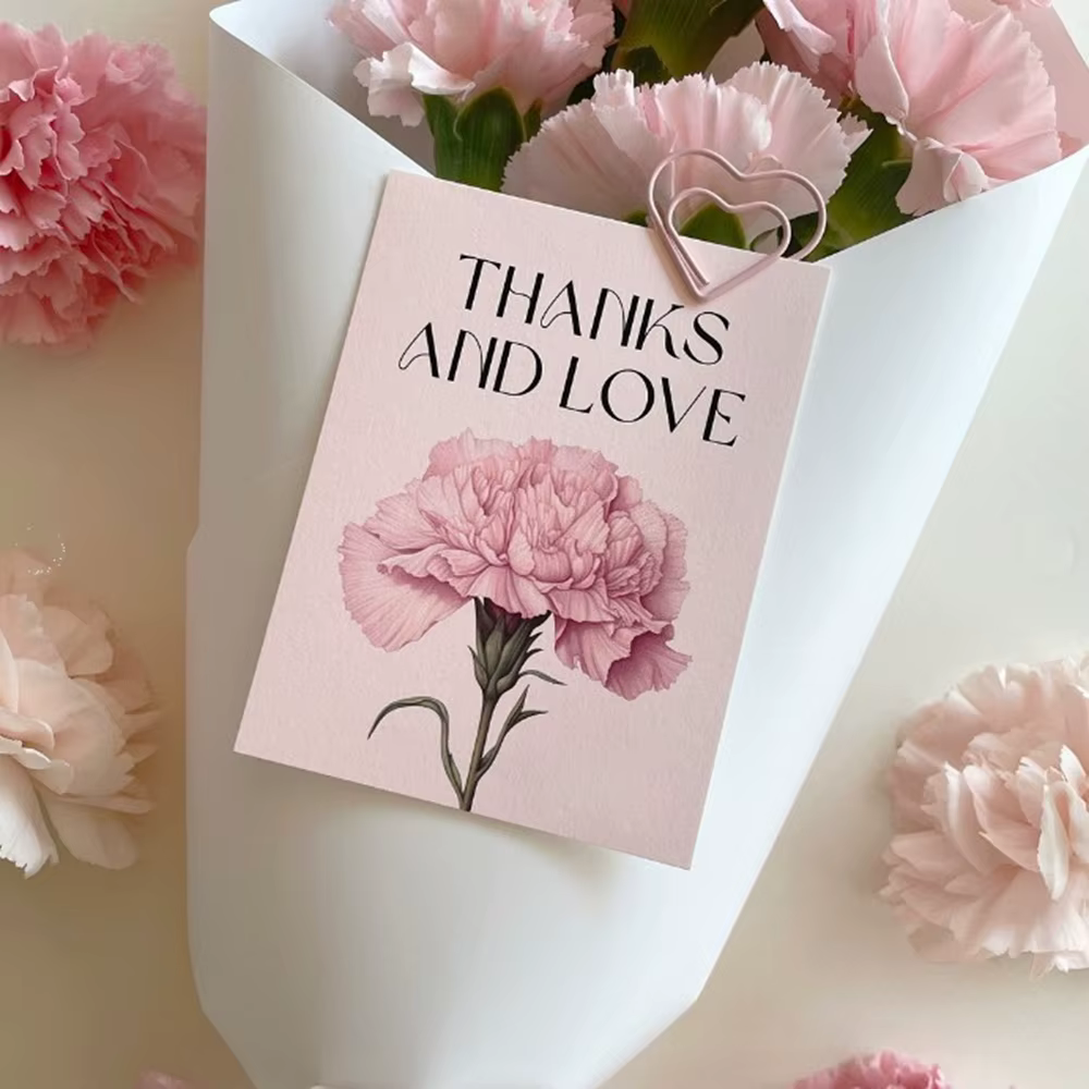 Cartes de remerciement florales œillets