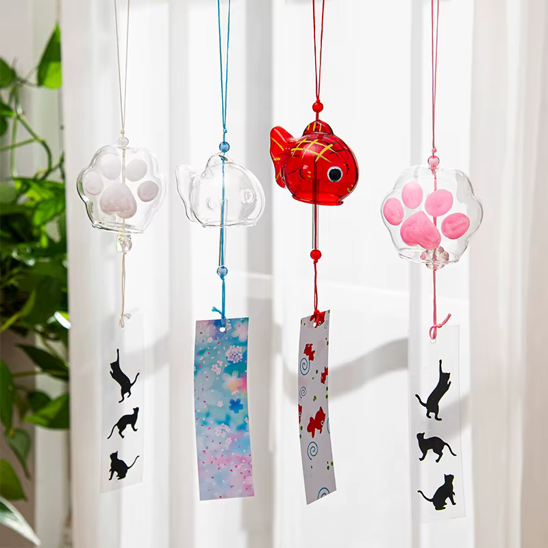 Carillons éoliens de paysage en verre de style japonais Kawaii