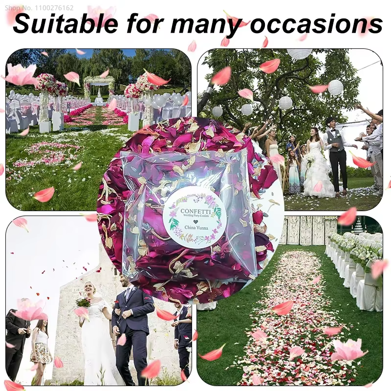 20/30/50 pièces 50g/sac Pétales de rose naturels séchés Confettis de mariage Douche nuptiale Anniversaire Décoration DIY Biodégradable