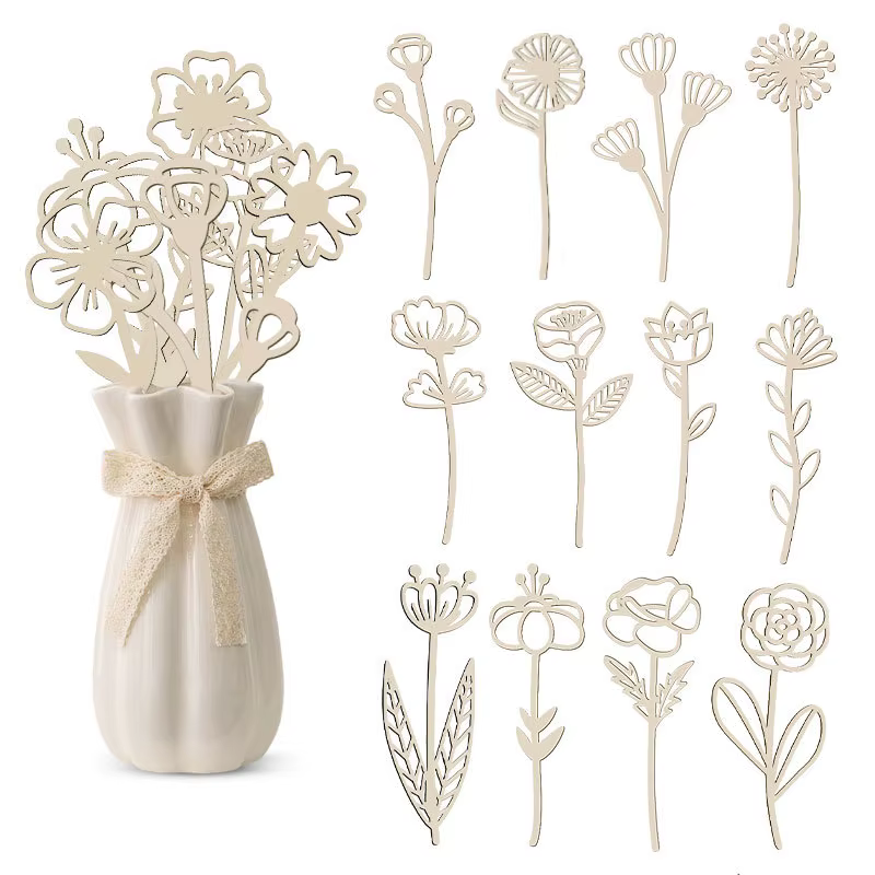 Décoration murale de fleurs sauvages en bois