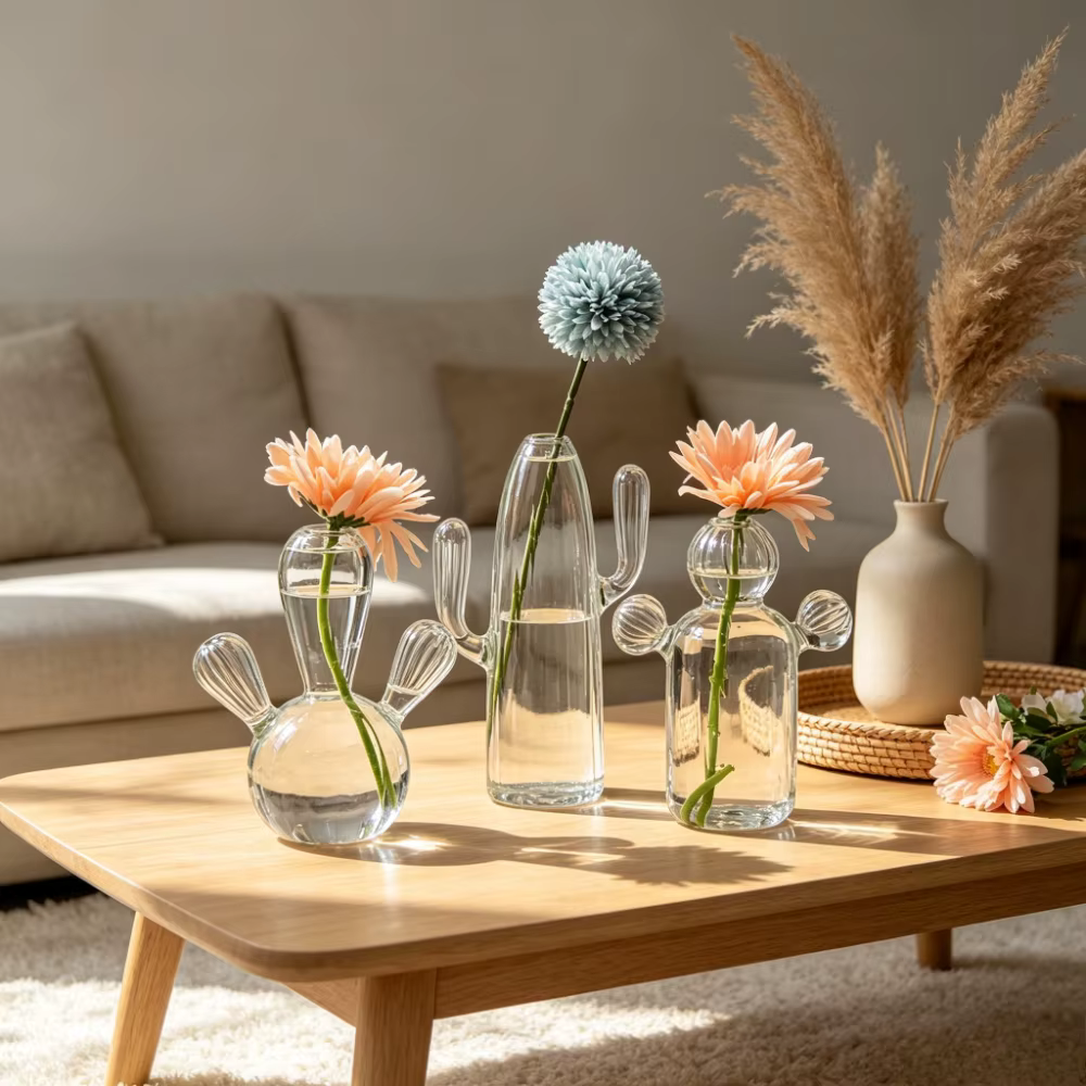 Vase en verre en forme de Cactus