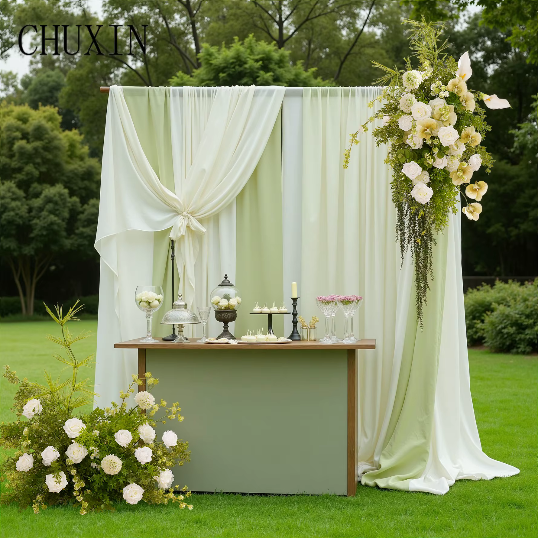 CHUXIN C9018 Mori champs orchidée blanche suspendue verdure fleur rangée extérieure mariage route plomb allée Arrangement floral décoration