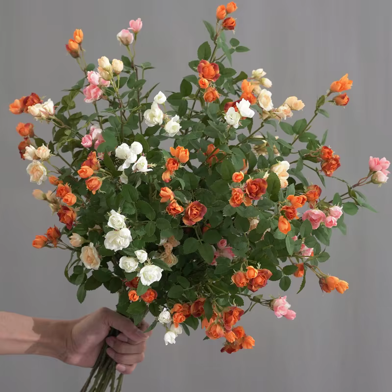 Bouquet de roses artificielles à branches longues