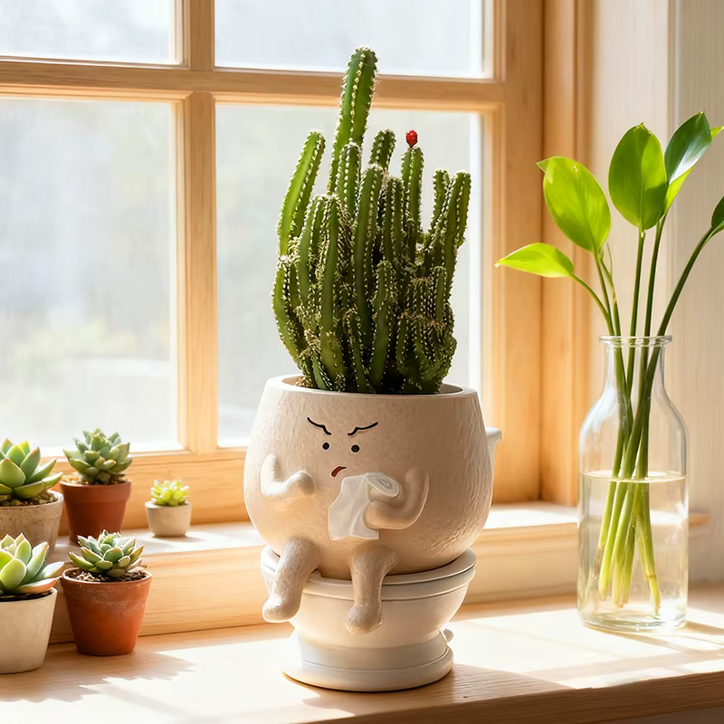Pot de fleurs amusant en forme de toilette pour plantes succulentes