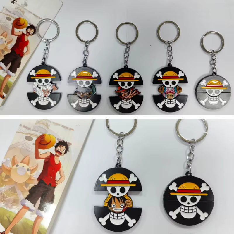 Porte-clés une pièce en métal rétractable, accessoire Luffy Ace Chopper