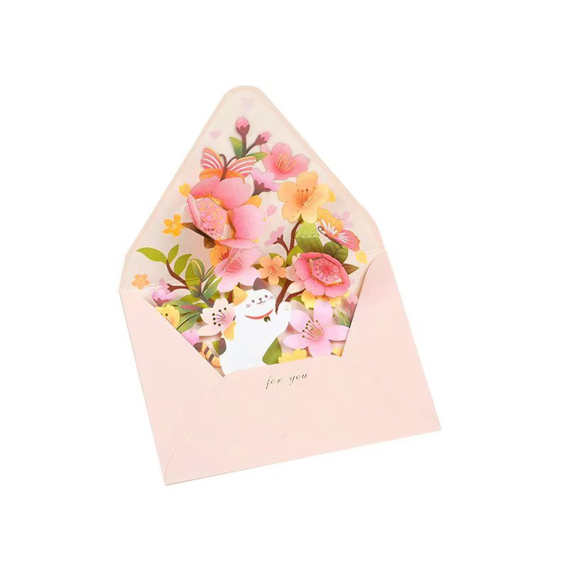 Cartes de vœux à fleurs surprise de style pop-up adaptées aux festivals Saint-Valentin anniversaire bénédiction