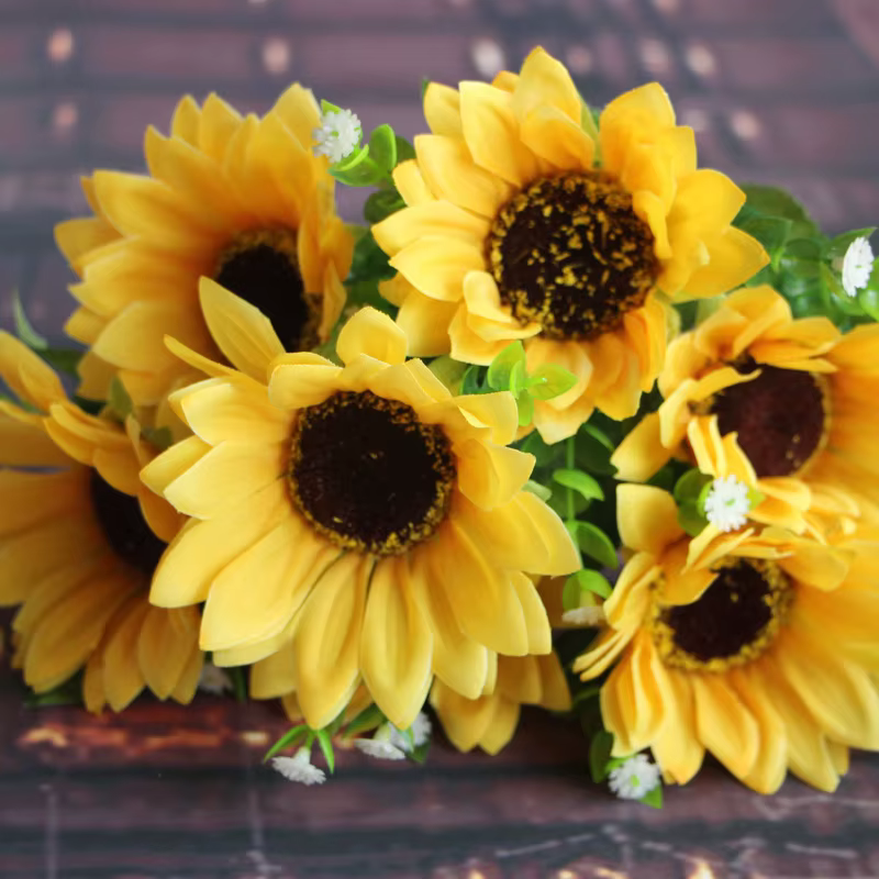 Bouquet de tournesol en soie pour décoration de la maison