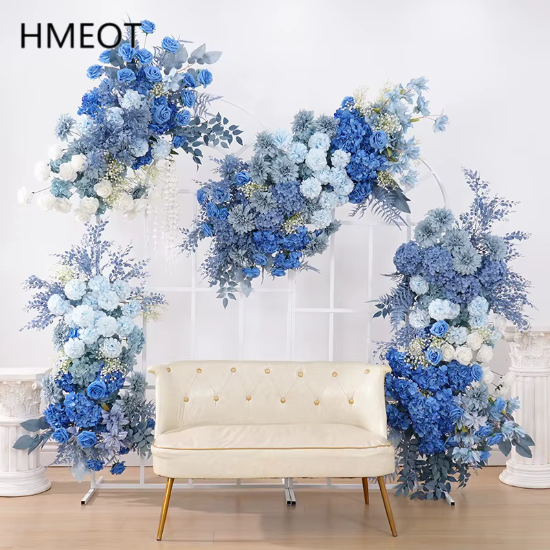 Haze bleu hortensia Dahlia accrocher fleur rangée décor mariage réception toile de fond Arrangement Floral Banquet accessoire fenêtre affichage H8901