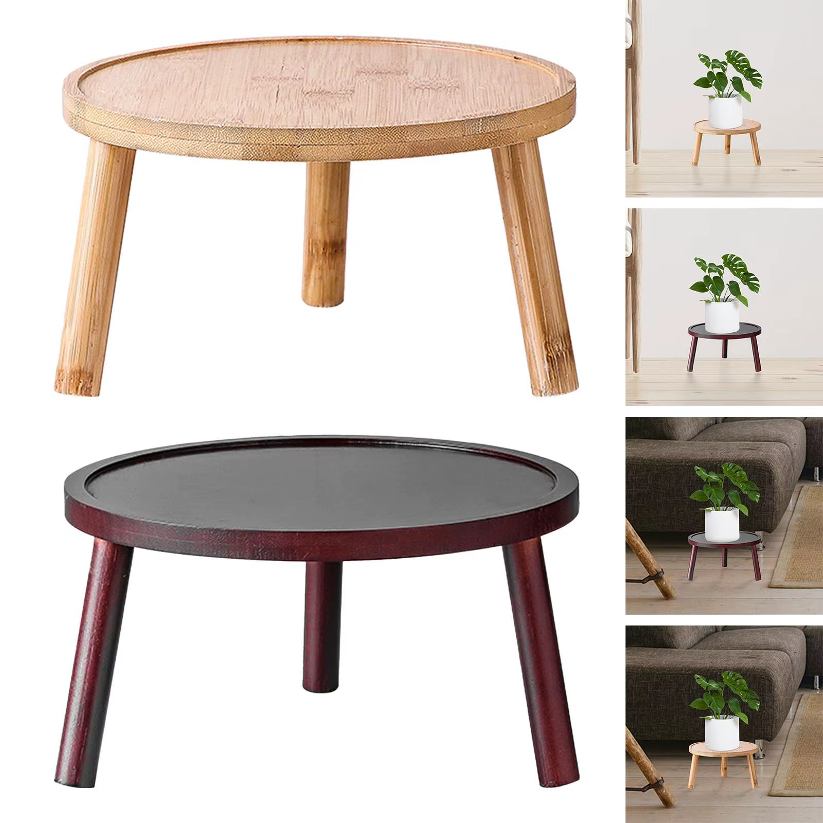 Support de présentation pour pot de fleurs en bambou