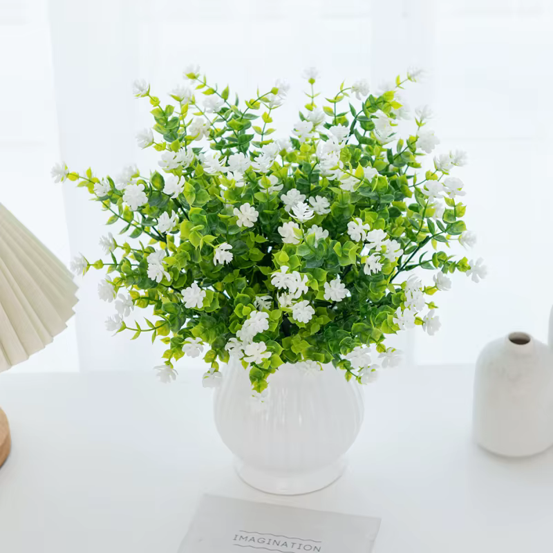 Artificielle Fleurs En Plastique Faux Eucalyptus Plante Mariage nuptiale bouquet De Noël Décor Vase pour La Maison fenêtre rebord bonsaï Festival