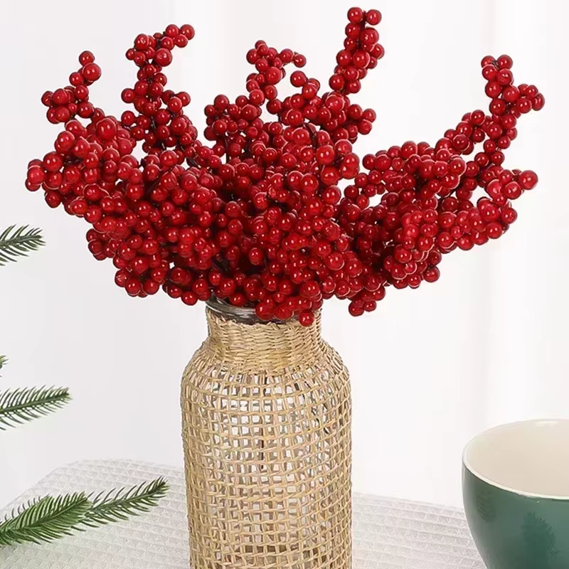 Branche de baies rouges artificielles de Noël