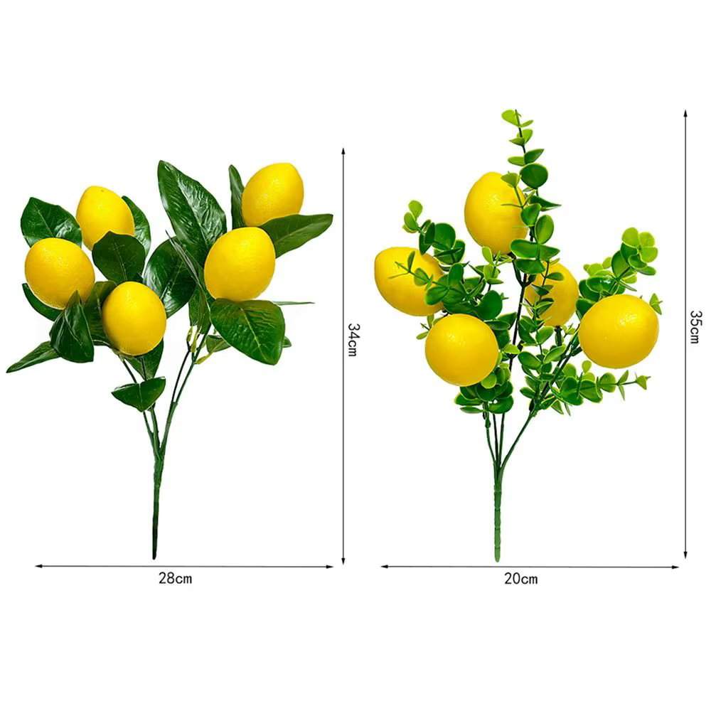 Accessoires de photographie, branches de citron artificielles faites à la main, simulation de citron en mousse DIY, plantes artificielles élégantes et réalistes, décoration de vase