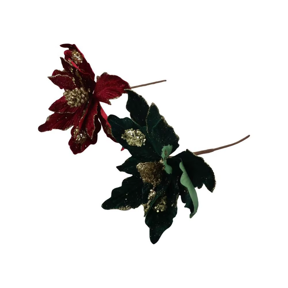 Fleur de noël à paillettes suspendues