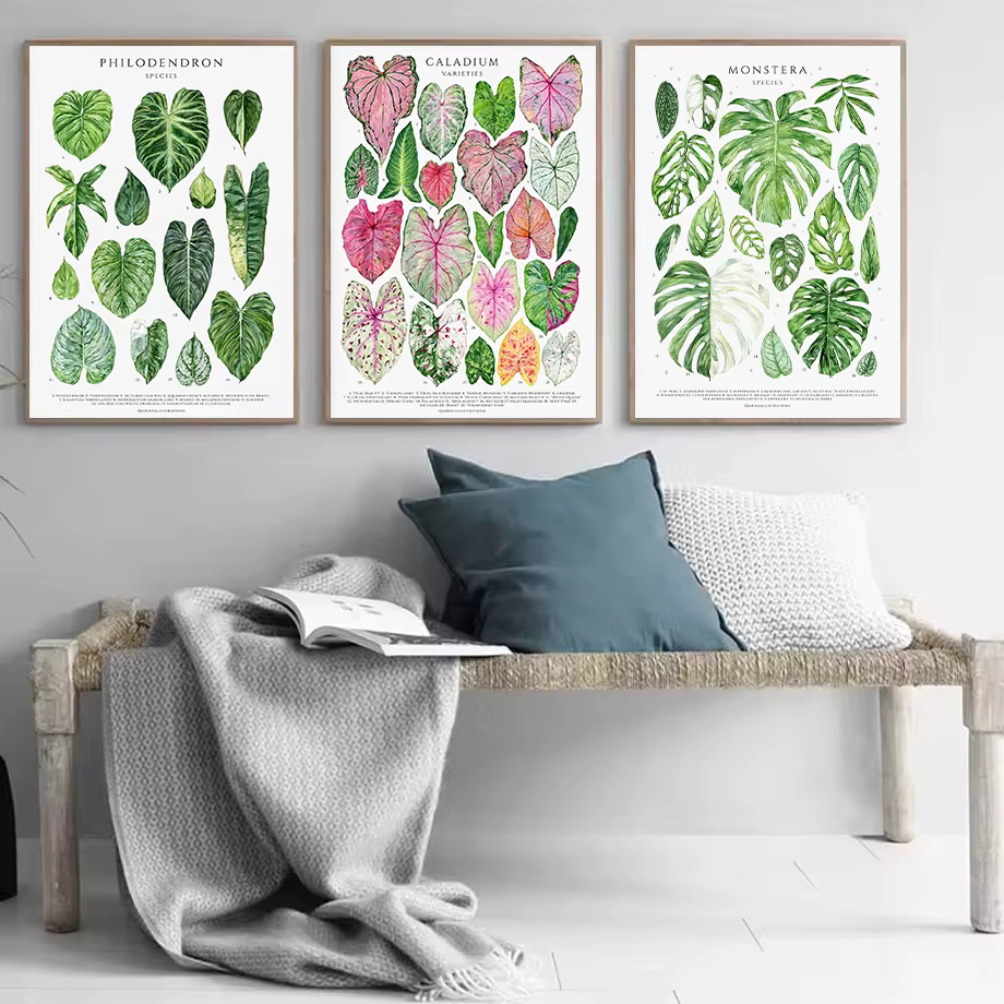 Affiche sur toile avec feuilles de plantes classiques