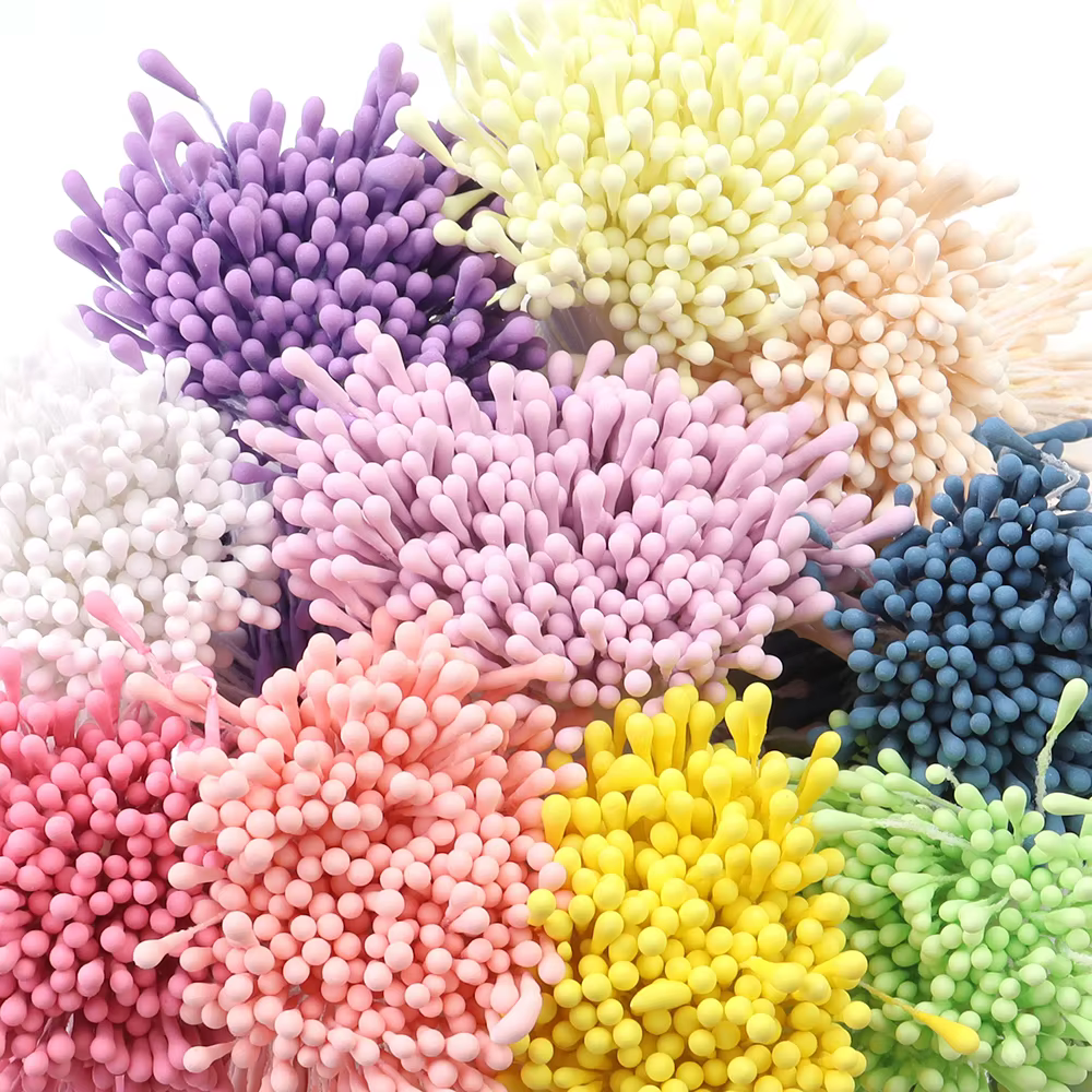 Environ 380-400 pièces Mini fleurs étamine multicolore noyau de fleur artificielle pour bricolage fête de mariage accessoires de décoration de la maison
