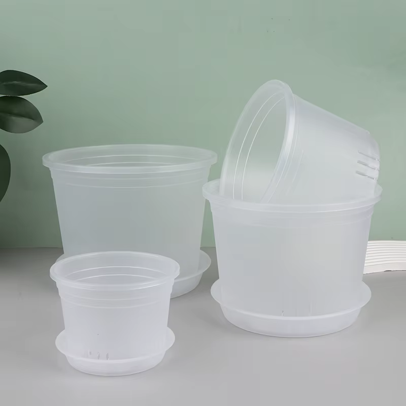 Pot d'orchidée rond Transparent avec/sans plateau