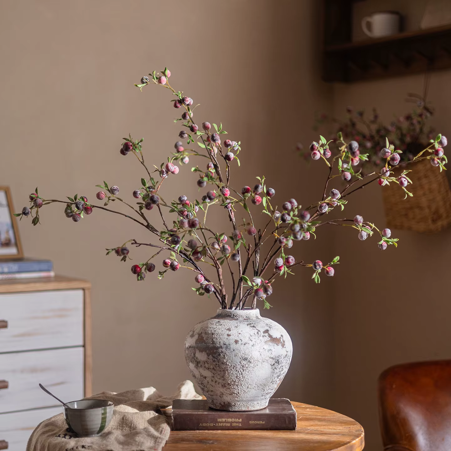 3 pièces de décorations de jardin en forme de branches de fruits givrés