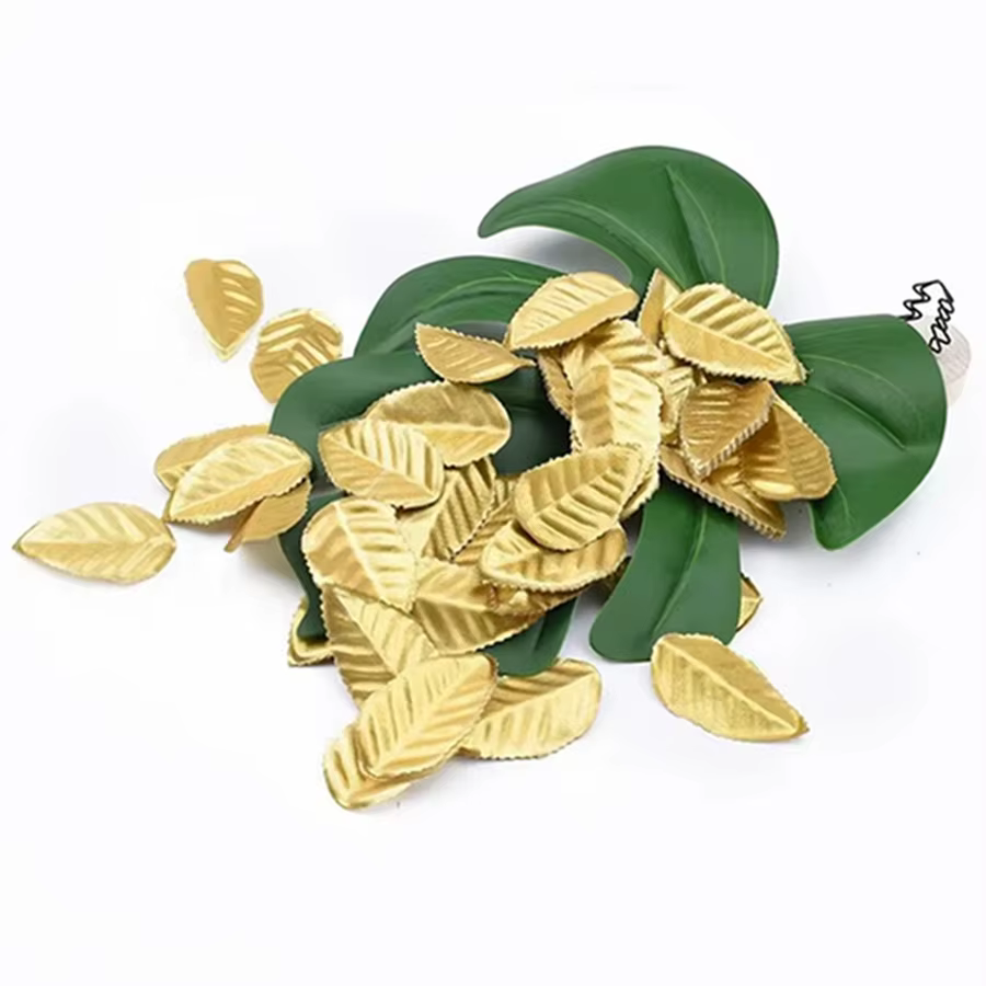 100/200 Pièces Soie Roses Feuilles D'or Plantes Artificielles Fleur Décorative De Noël Guirlande Maison Salon Chaud Décor De Mariage