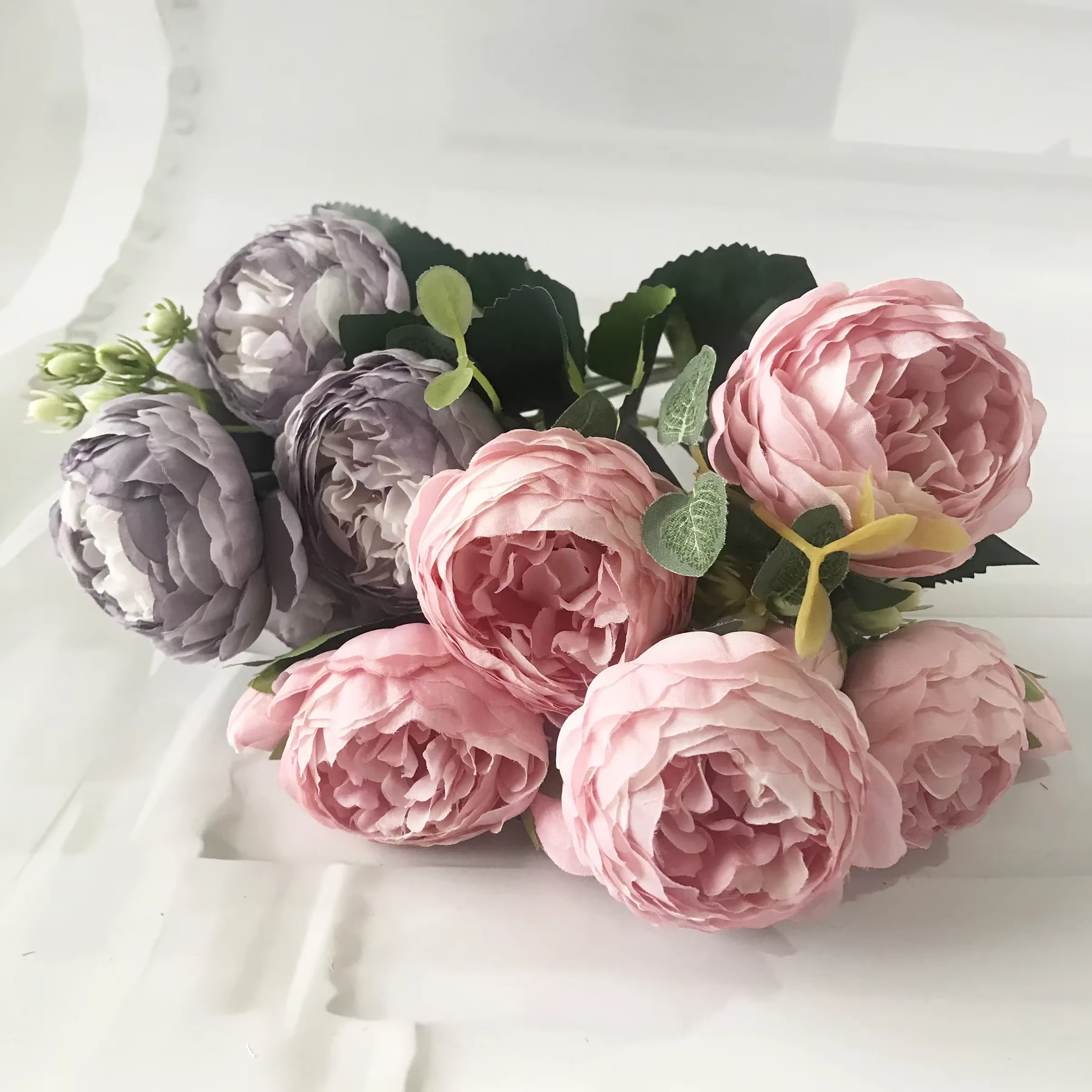Bouquet de fleurs artificielles pivoine en soie Rose 30cm