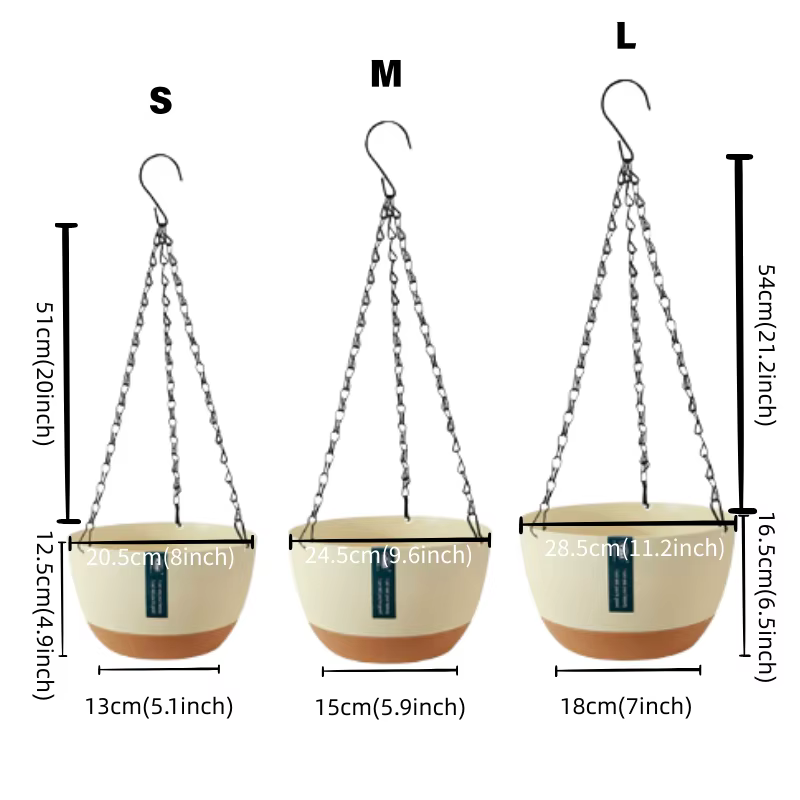 Pots d'arrosage auto-arrosage suspendus de qualité domestique