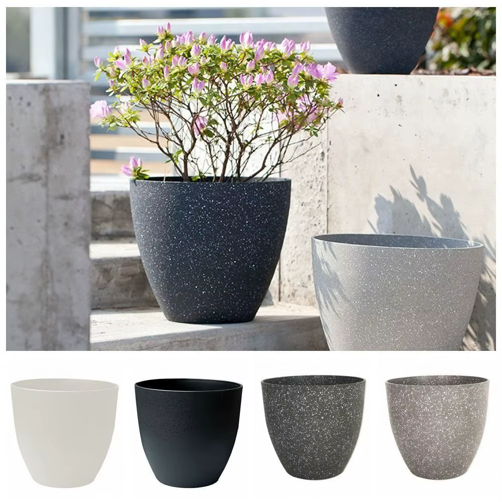 Pots de fleurs en pierre d'imitation givrée