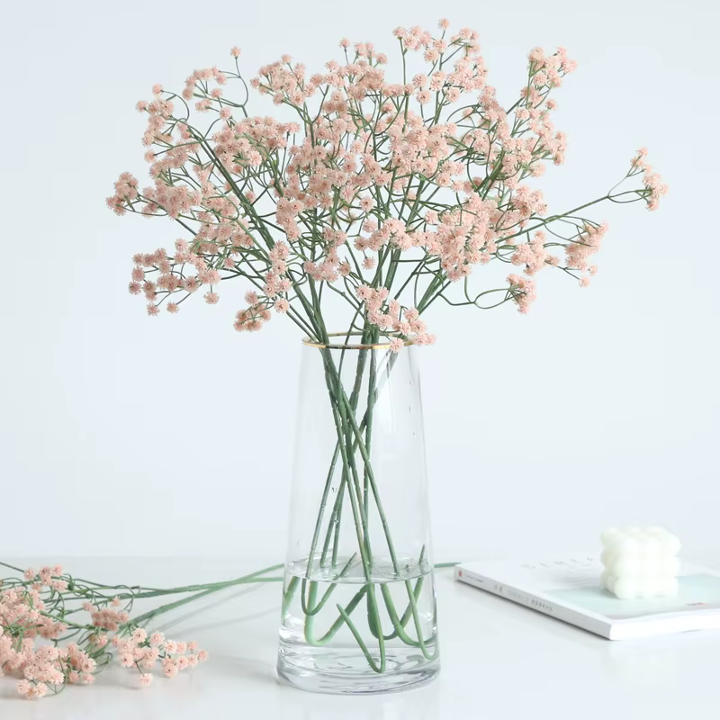 Fleurs artificielles gypsophile bon marché en plastique blanc rose bleu