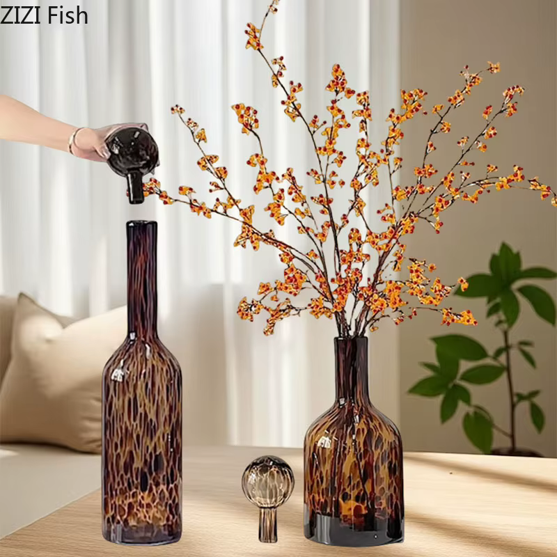 Vase en verre à Texture de couleur ambre
