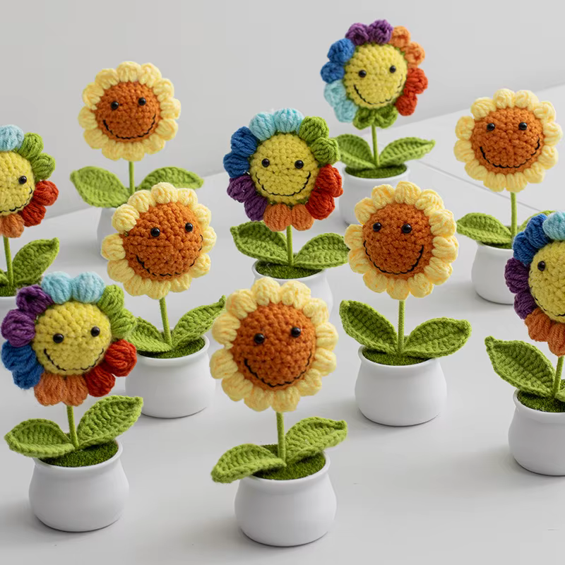 Nouvelles fleurs au crochet tournesols mignonnes