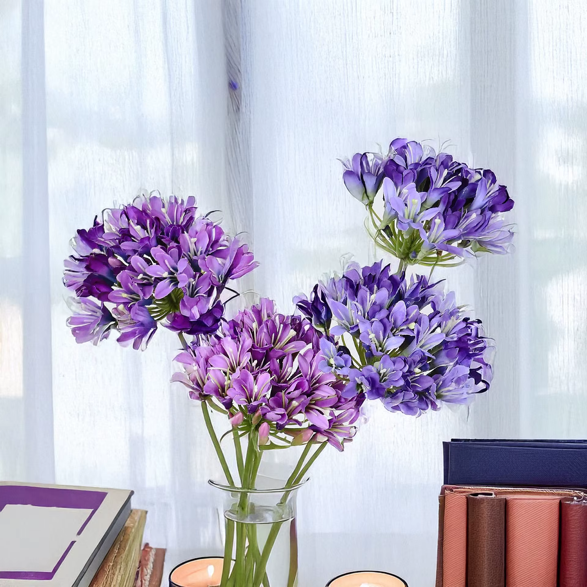 Arrangement Floral Faux fleur d'agapanthus artificielle de 30 pouces