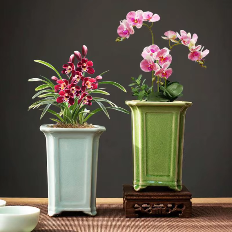 Pot de plante orchidée de style chinois Geyao